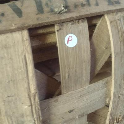 Vintage Authentic Splint Wood Tobacco Leaf Market Basket Asheville, NC (P).
