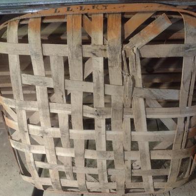 Vintage Authentic Splint Wood Tobacco Leaf Market Basket L.LL, KY [Louisville] (Q).