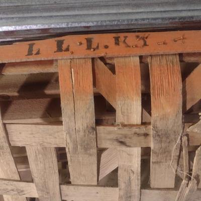 Vintage Authentic Splint Wood Tobacco Leaf Market Basket L.LL, KY [Louisville] (Q).