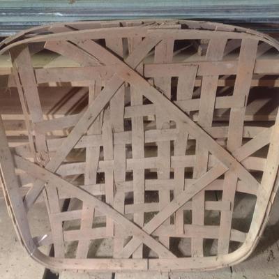 Vintage Authentic Splint Wood Tobacco Leaf Market Basket L.LL, KY [Louisville] (Q).