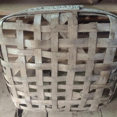 Vintage Authentic Splint Wood Tobacco Leaf Market Basket Pennington, GA (R)