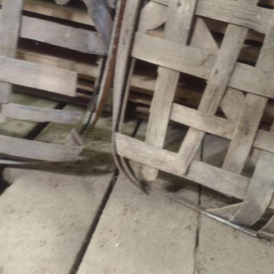 Pair of Vintage Authentic Splint Wood Tobacco Leaf Market Baskets (U)