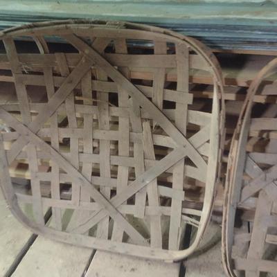 Pair of LLL, KY [Louisville] Vintage Authentic Splint Wood Tobacco Leaf Market Baskets (V)