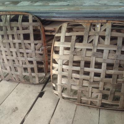Pair of LLL, KY [Louisville] Vintage Authentic Splint Wood Tobacco Leaf Market Baskets (V)