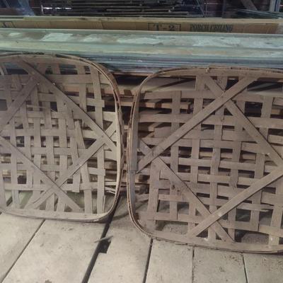 Pair of LLL, KY [Louisville] Vintage Authentic Splint Wood Tobacco Leaf Market Baskets (V)