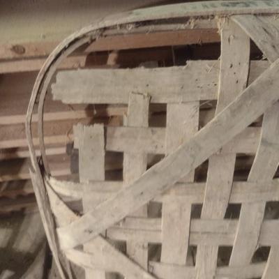 Vintage Authentic Splint Wood Tobacco Leaf Market Basket 'Grower's Warehouse' (X)
