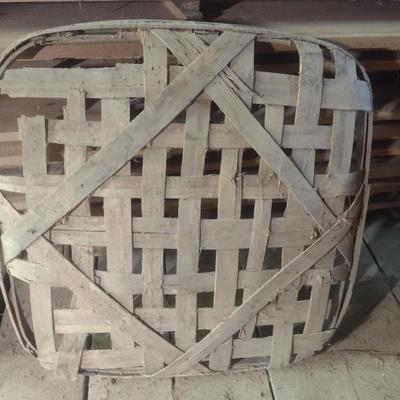 Vintage Authentic Splint Wood Tobacco Leaf Market Basket 'Grower's Warehouse' (X)