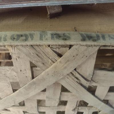 Vintage Authentic Splint Wood Tobacco Leaf Market Basket 'Grower's Warehouse' (X)