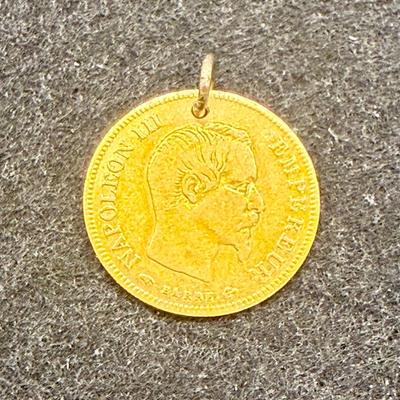 Sale Photo Thumbnail #137: Weight is 3.2g. Small hole drilled at top and wire ring fitted so coin could be worn as a pendant.  Overall coin condition is good.  Measures approx. 19mm in diameter.