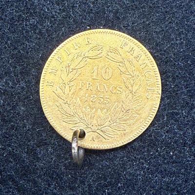 Sale Photo Thumbnail #138: Weight is 3.2g. Small hole drilled at top and wire ring fitted so coin could be worn as a pendant.  Overall coin condition is good.  Measures approx. 19mm in diameter.