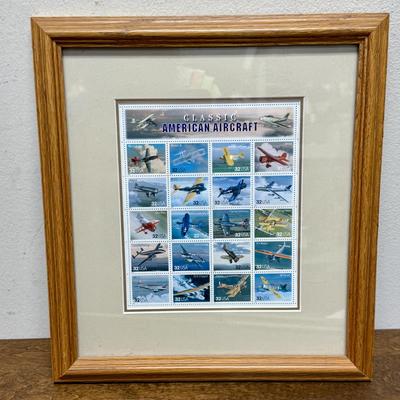 Sale Photo Thumbnail #166: Nicely framed and matted. 5th set in the Classic Collections stamp series, honoring 20 different American aircraft on semi-jumbo .32c stamps. Issued in 1997 in Dayton, Ohio. Great condition.