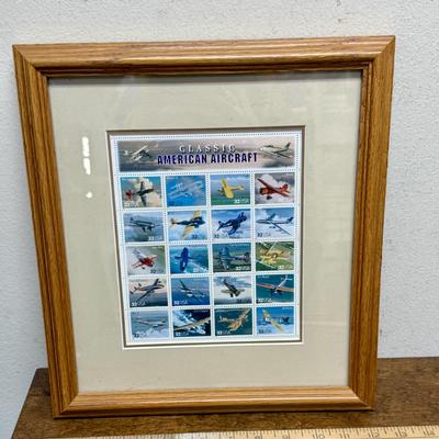 Sale Photo Thumbnail #165: Nicely framed and matted. 5th set in the Classic Collections stamp series, honoring 20 different American aircraft on semi-jumbo .32c stamps. Issued in 1997 in Dayton, Ohio. Great condition.