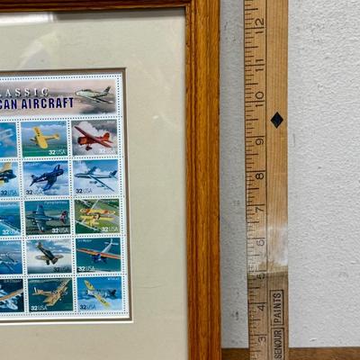 Sale Photo Thumbnail #167: Nicely framed and matted. 5th set in the Classic Collections stamp series, honoring 20 different American aircraft on semi-jumbo .32c stamps. Issued in 1997 in Dayton, Ohio. Great condition.