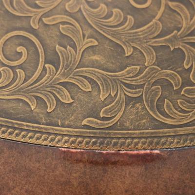 Round Coffee Table with Embossed Wood Top