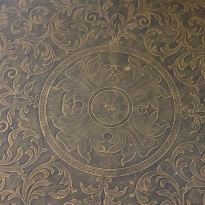 Round Coffee Table with Embossed Wood Top