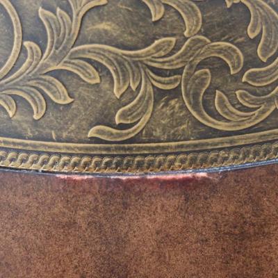 Round Coffee Table with Embossed Wood Top
