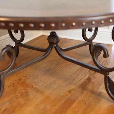 Round Coffee Table with Embossed Wood Top
