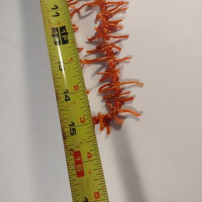 Sale Photo Thumbnail #1038: Hand Strung Red Coral and Bead Necklace- Approx 30" Long (#1)