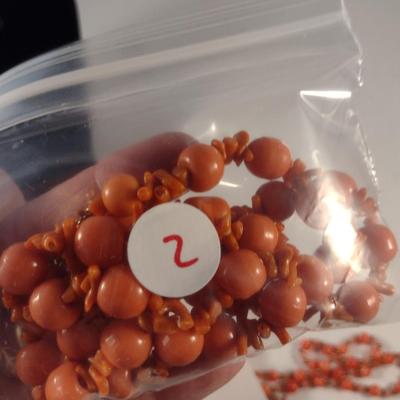 Sale Photo Thumbnail #1046: Hand Strung Red Coral and Bead Necklace with 14K Clasp- Approx 24" Long (#2)