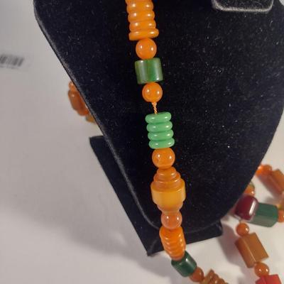 Sale Photo Thumbnail #1049: Vintage Hand Strung Bakelite Bead Necklace- Beads Circa 1930's- Approx 28" Long (#3)