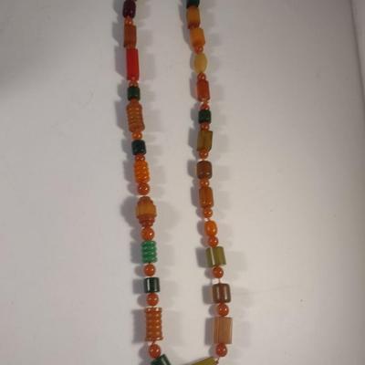 Sale Photo Thumbnail #1047: Vintage Hand Strung Bakelite Bead Necklace- Beads Circa 1930's- Approx 28" Long (#3)