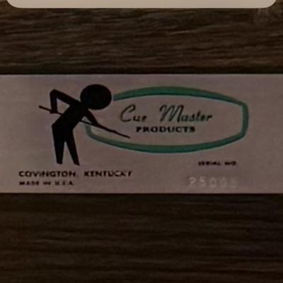 Pool Table With Cues, Balls, and Stand