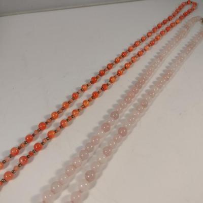 Sale Photo Thumbnail #1065: Pair of Hand Strung Stone Bead Necklaces (#6)