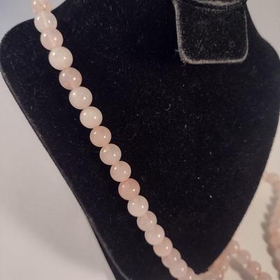 Sale Photo Thumbnail #1070: Pair of Hand Strung Stone Bead Necklaces (#6)