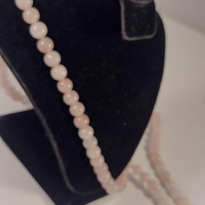 Sale Photo Thumbnail #1071: Pair of Hand Strung Stone Bead Necklaces (#6)