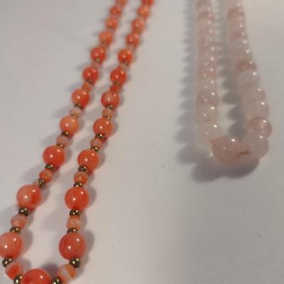 Sale Photo Thumbnail #1066: Pair of Hand Strung Stone Bead Necklaces (#6)