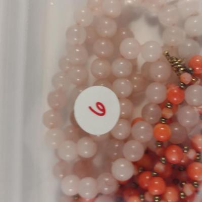 Sale Photo Thumbnail #1074: Pair of Hand Strung Stone Bead Necklaces (#6)