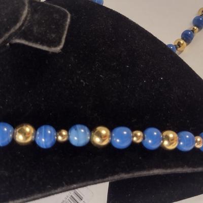 Sale Photo Thumbnail #1078: Pair of Hand Strung Stone Bead Necklaces (#7)