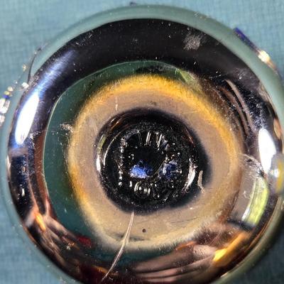 Sale Photo Thumbnail #110: This auction lot is for a small Dichroic Art Glass Paperweight by Intaglio.  It is in very good condition and is beautiful.