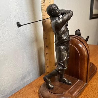 Lot 107 Bronze Golfing Book ends