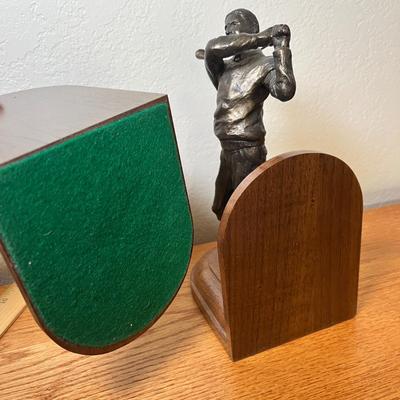 Lot 107 Bronze Golfing Book ends