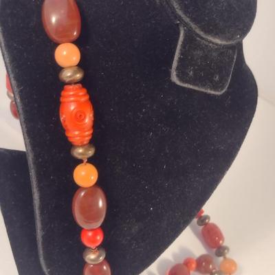 Sale Photo Thumbnail #1086: Pair of Hand Strung Bead Necklaces (#8)