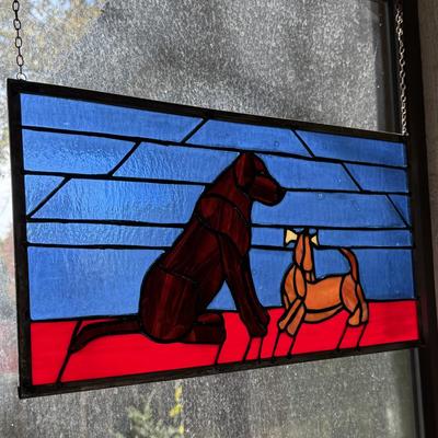 Stained Glass Art of 2 dogs