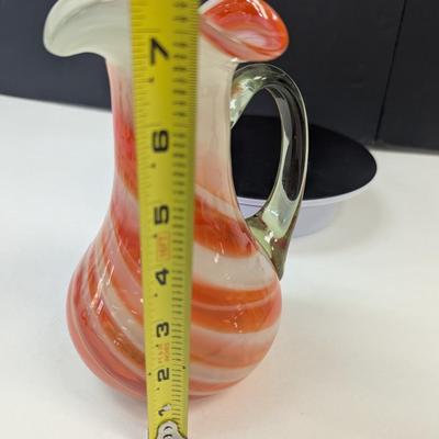 Sale Photo Thumbnail #944: Vintage Hand Blown Handled Swirled Vase