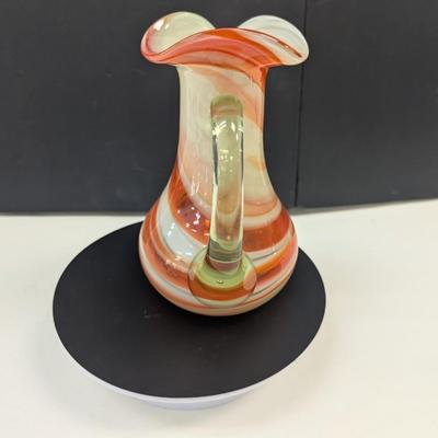 Sale Photo Thumbnail #939: Vintage Hand Blown Handled Swirled Vase