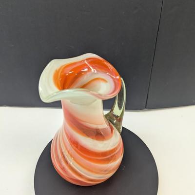 Sale Photo Thumbnail #941: Vintage Hand Blown Handled Swirled Vase