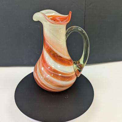 Sale Photo Thumbnail #940: Vintage Hand Blown Handled Swirled Vase