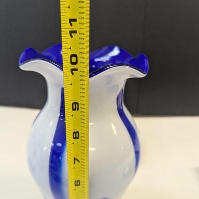 Sale Photo Thumbnail #959: Vintage Cobalt Blue & White Vase