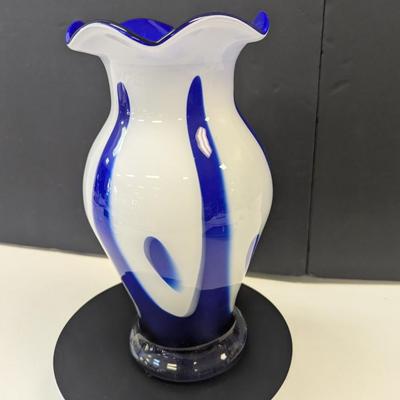 Sale Photo Thumbnail #954: Vintage Cobalt Blue & White Vase