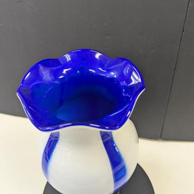 Sale Photo Thumbnail #957: Vintage Cobalt Blue & White Vase