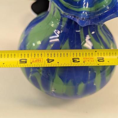 Sale Photo Thumbnail #969: Art Deco Glass Vase Hand Blown Green Blue Swirl