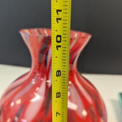 Sale Photo Thumbnail #976: Multi-Colored Swirl Hand Blown Vase