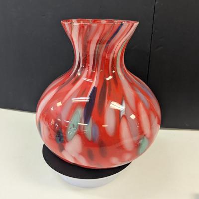 Sale Photo Thumbnail #972: Multi-Colored Swirl Hand Blown Vase