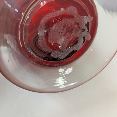 Sale Photo Thumbnail #981: Hand Blown Red Swirl Vase