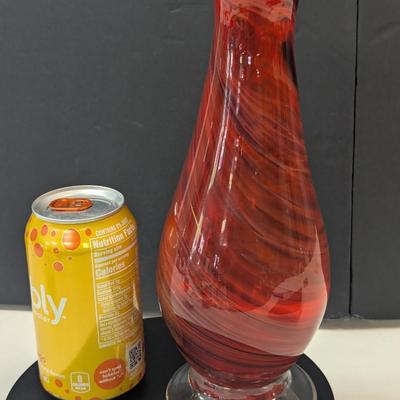Sale Photo Thumbnail #984: Hand Blown Red Swirl Vase