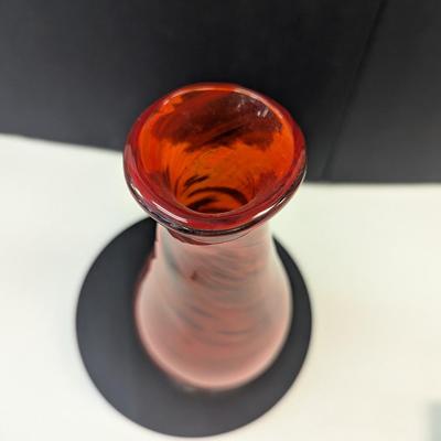 Sale Photo Thumbnail #980: Hand Blown Red Swirl Vase